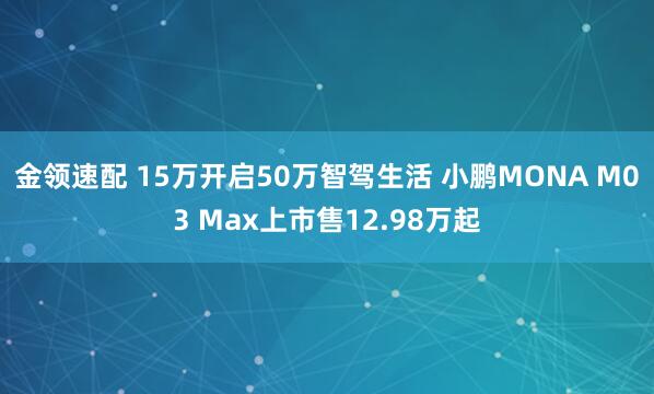 金领速配 15万开启50万智驾生活 小鹏MONA M03 Max上市售12.98万起
